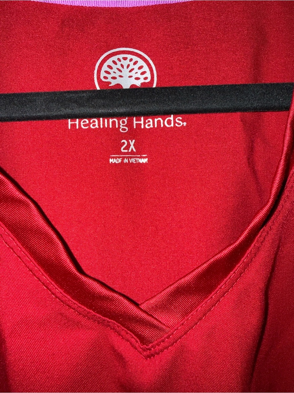 healing hands Women's V-Neck Scrub Top - Red - Picture 2 of 3